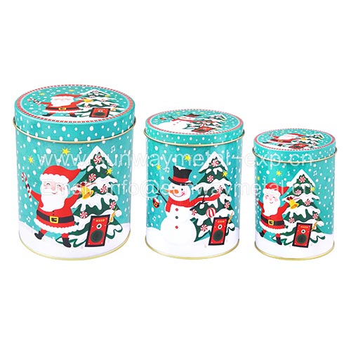   round tin set/Christmas gift can