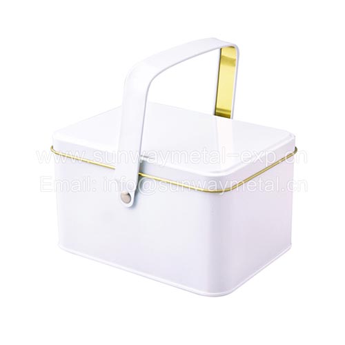 rectangle tin with handle/gift tin/lunch box